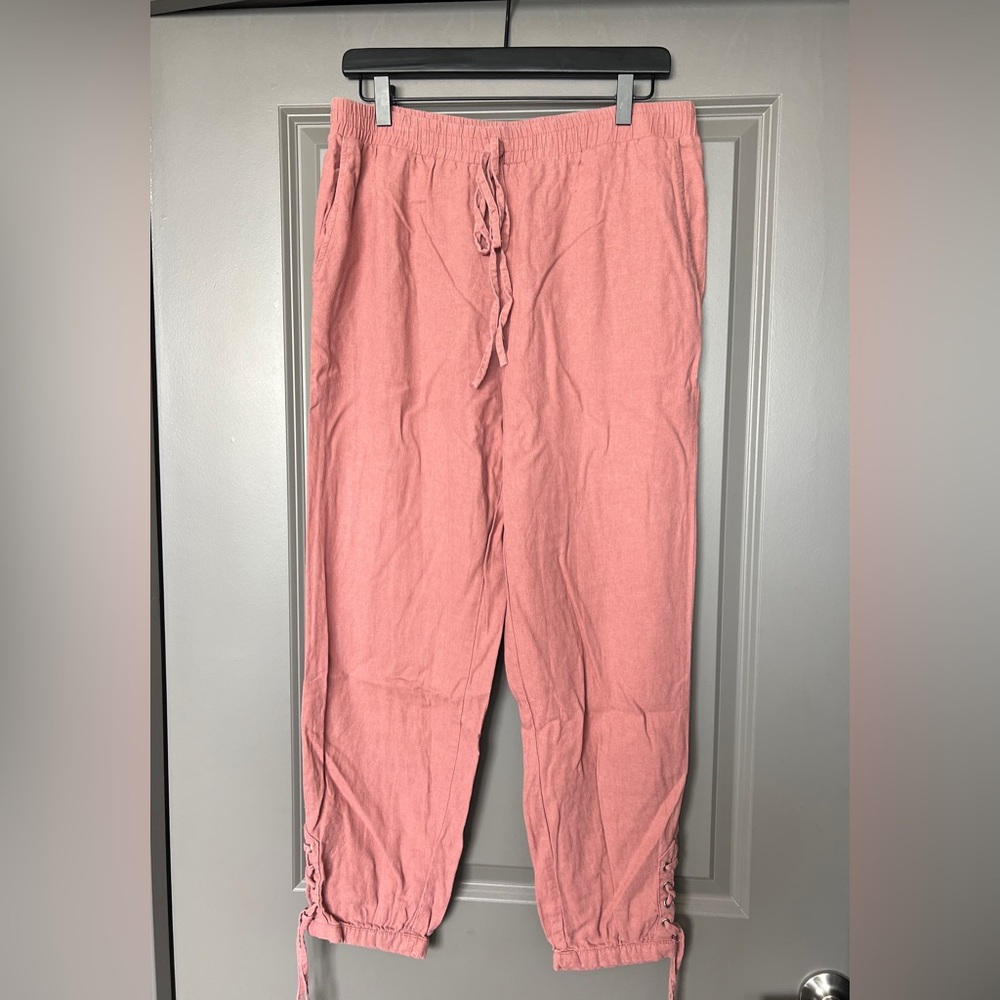 Pink linen joggers - size L